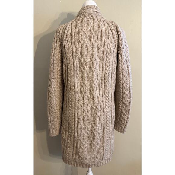 ARAN CRAFTS Vintage Chunky Knit Buttons Cardigan Cable Knit Fisherman Size L - Picture 4 of 7